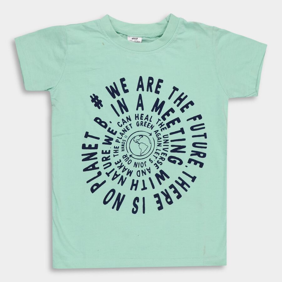 Boys' Half Sleeves T-Shirt , हल्का हरा, large image number null