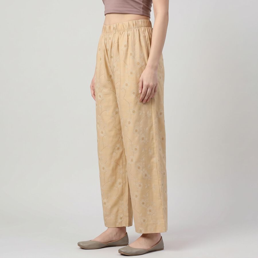 Women's Beige Regular Fit Printed Palazzos, गहरा पीला, large
