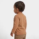 Infants Beige Cotton Round Neck Regular T-Shirt, Beige, small