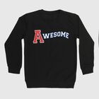 Boys Jet Black Crew Neck Graphic Sweatshirt, काला, small image number null
