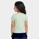 Girls Mint Green Cotton Round Neck Regular T-Shirt, Light Green, small