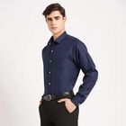 Solid Regular Collar Formal Shirt, Navy Blue, small image number null