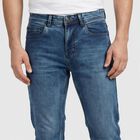 Men's Blue Slim Fit Washed Jeans, Mid Blue, small