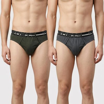 Men's Olive Green Regular Fit Solid Briefs
