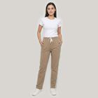 Women's Beige Straight Fit Side-Striped Track Pants, गहरा पीला, small