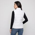 Women's White Sleeveless Stand Collar Puffer Jacket, White, small