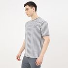 Men's Grey Round Neck Graphic Print T-Shirt, Light Grey, small