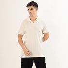Men's Off-White Polo Neck Casual T-Shirt, Off White, small