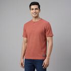 Men's Rust Henley Neck Casual T-Shirt, Rust, small