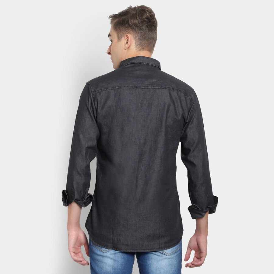 Solid Casual Shirt, Black, large image number null