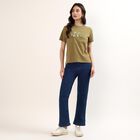 Women's Olive Cotton Round Neck Casual T-Shirt, Olive, small