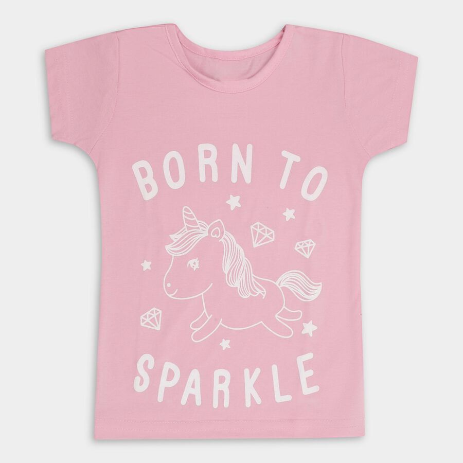 Girls' T-Shirt, हल्का गुलाबी, large image number null