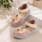 Girls' Peach Velcro Strap Embellished Sandals, Peach, small