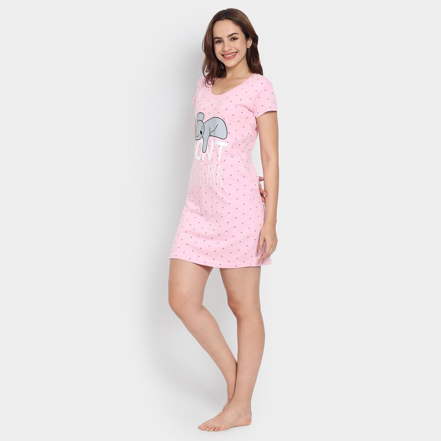 Ladies' 100% Cotton Nighty, हल्का गुलाबी, large image number null