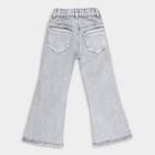 Girls Light Grey Flared Fit Bow Embellished Jeans, Light Grey, small image number null