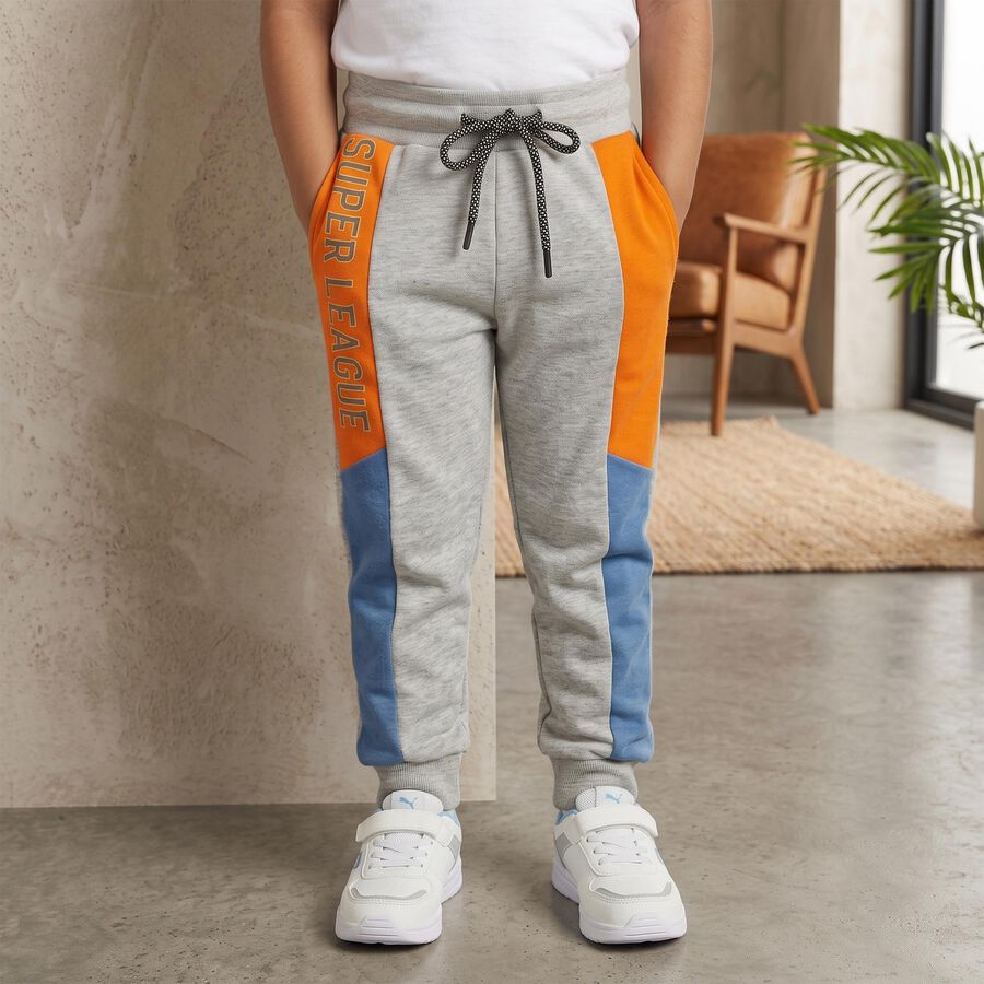 Boys Ecru Melange Jogger Graphic Pyjama, Ecru Melange, large