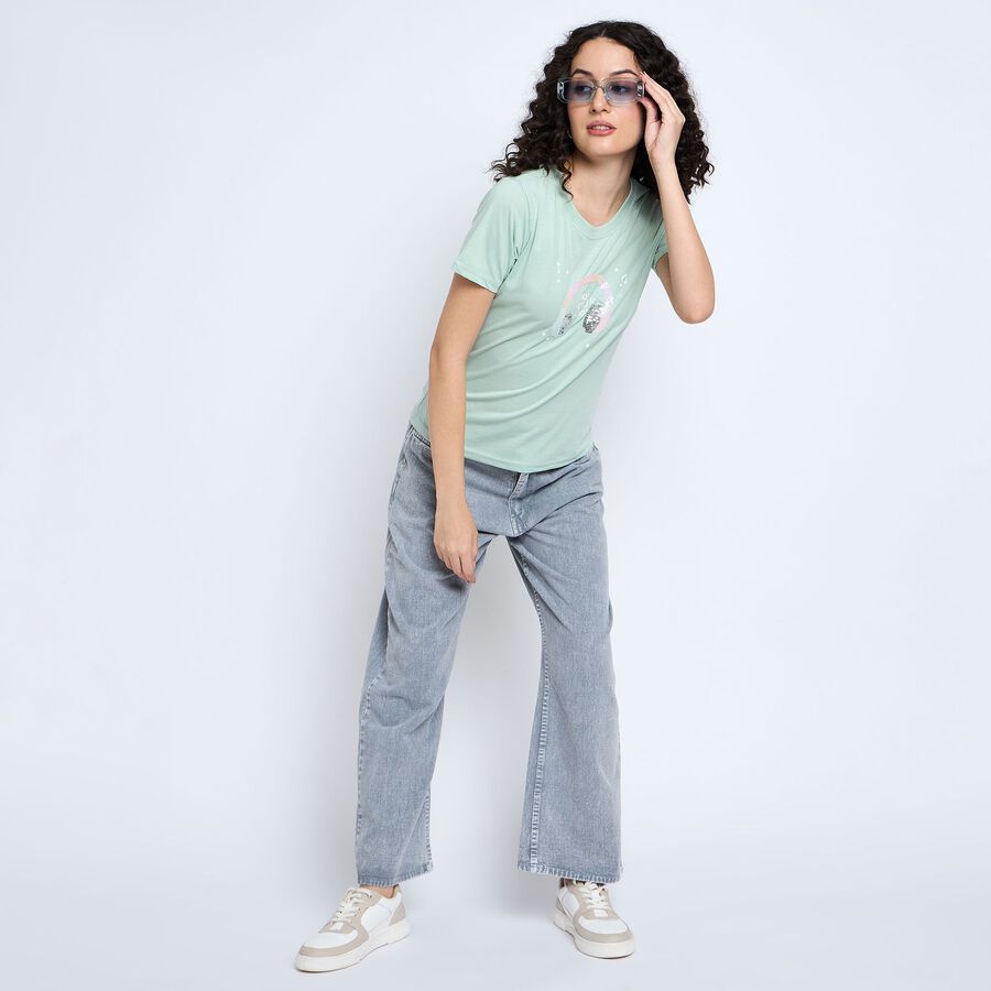 Ladies' Round Neck T-Shirt , हल्का हरा, large image number null