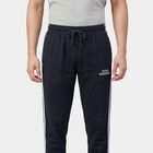 Men's Navy Blue Regular Fit Drawstring Track Pants, Navy Blue, small
