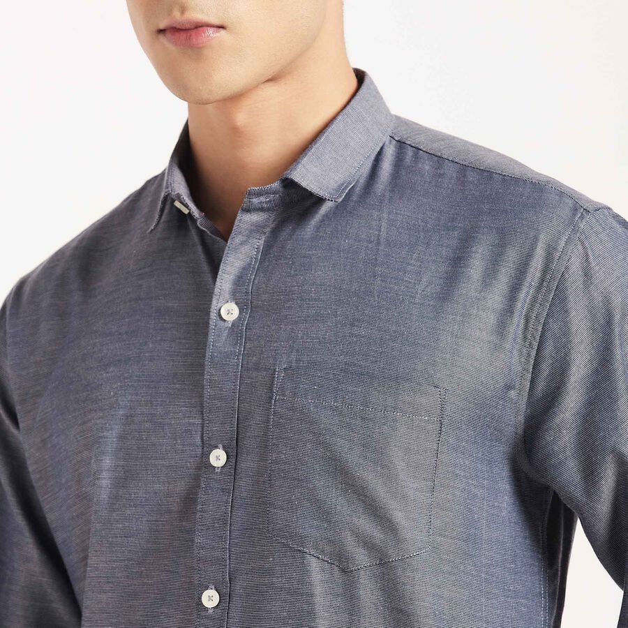 Solid Casual Shirt, Dark Grey, large image number null