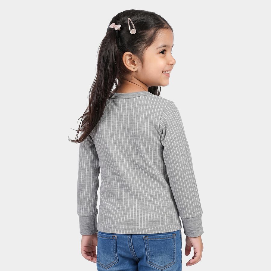 Girls Grey Long Sleeve Thermal, Melange Light Grey, large