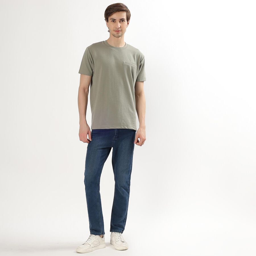 Men's Round Neck Half Sleeves T-Shirt, हल्का हरा, large image number null