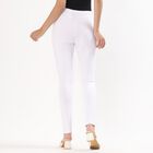 Women's White Slim Fit Solid Churidar, White, small