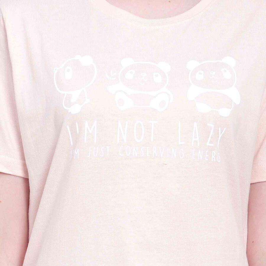 Printed Round Neck T-Shirt, Peach, large image number null