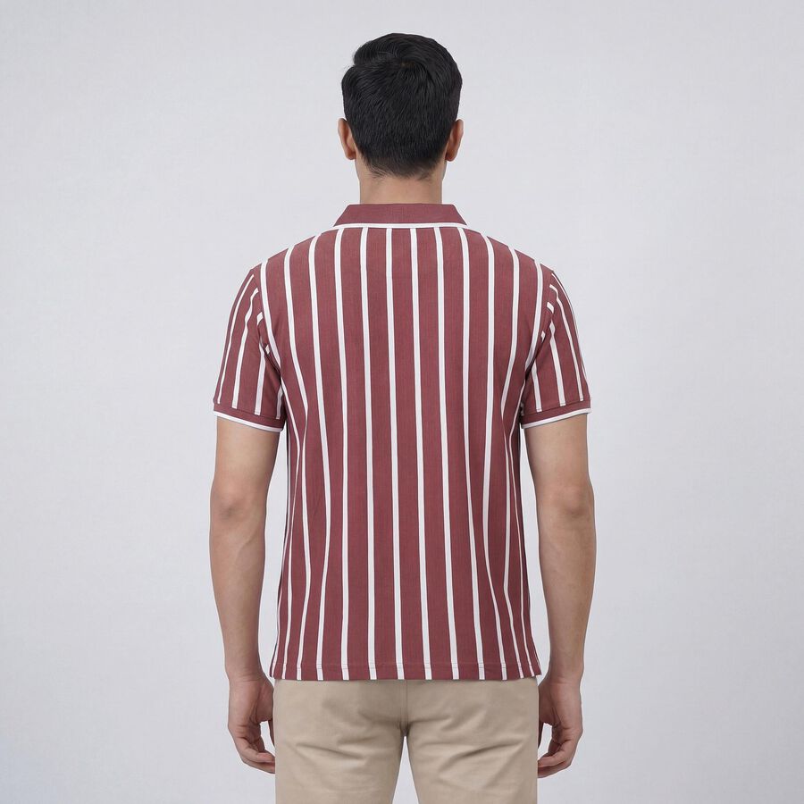 Men's Pink Polo Collar Casual Half Sleeve T-Shirt, गुलाबी, large