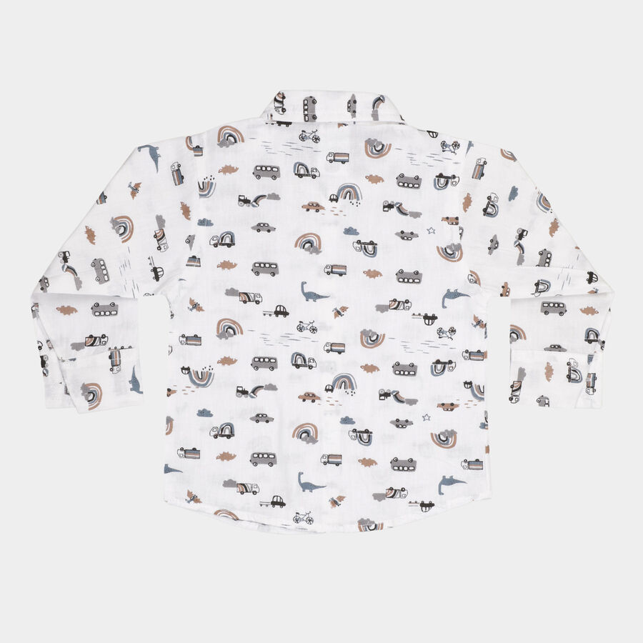 Infants Cotton Printed Casual Shirt, White, large image number null