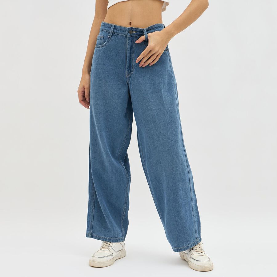 Women's Bleached Blue Regular Fit High-Rise Jeans, Light Blue, large image number null