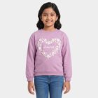Girls' Lilac Crew Neck Pullover Sweatshirt, लाइलेक, small