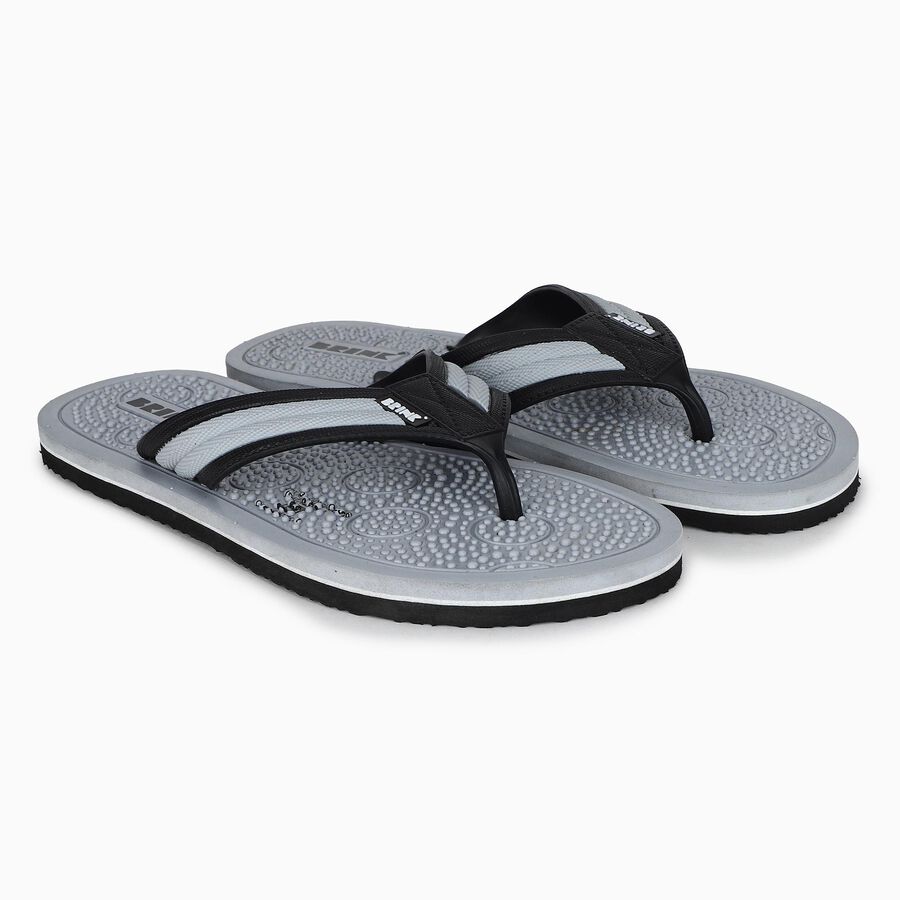 Men's Grey Flip-Flops Slipper, ग्रे, large