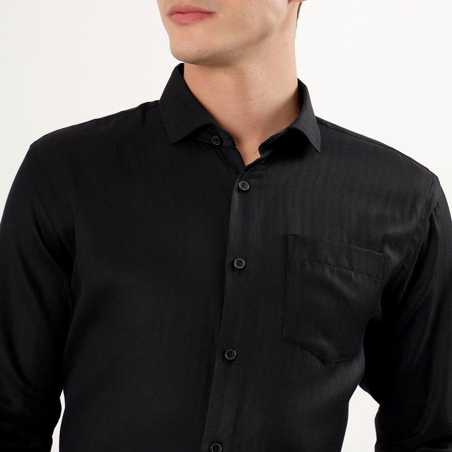 Men's Jet Black Classic Formal Shirt, Black, large