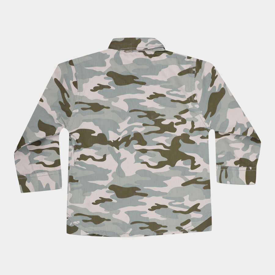 Infants Cotton Printed Casual Shirt, Olive, large image number null