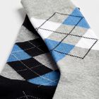 Men's Crew Length Regular Fit Argyle Pack of 2 Socks ( Grey, Navy ), Navy Blue, small
