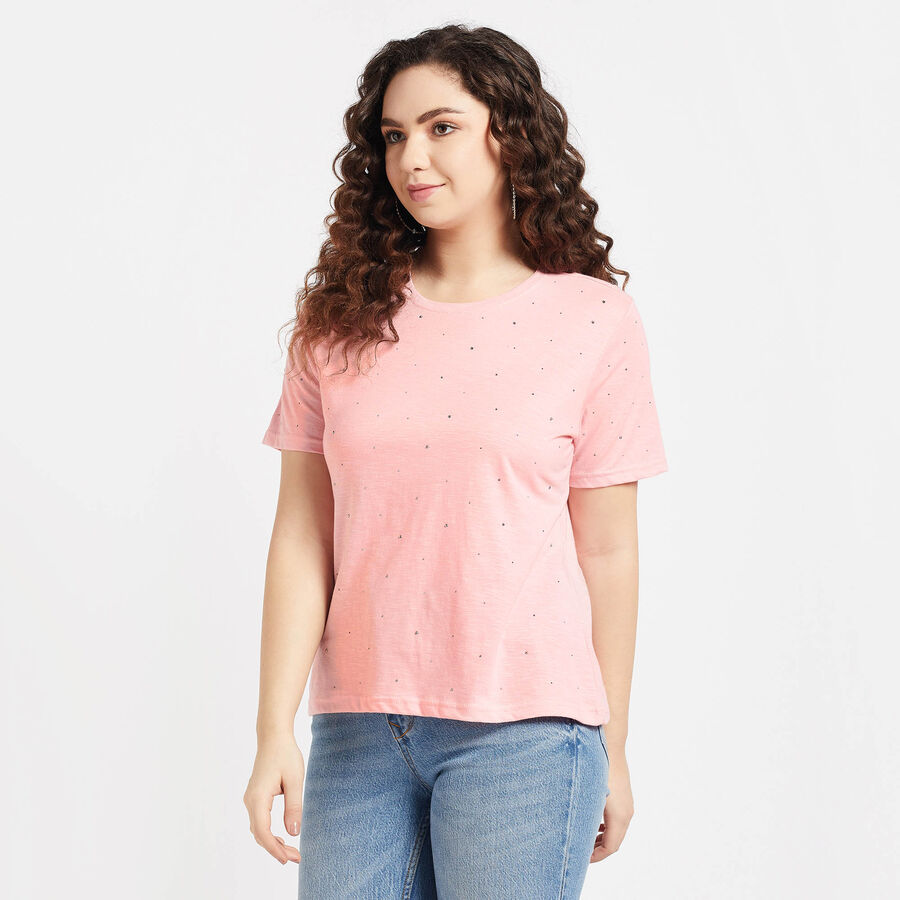 Round Neck T-Shirt, Pink, large image number null