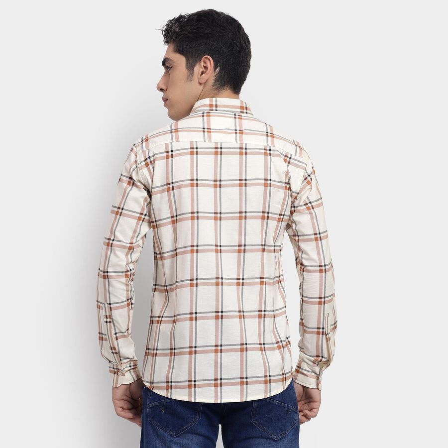 Men's 100% Cotton Casual Shirt , ऑफ व्हाइट, large