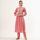 Women's Dusty Rose Pink Round Neck Bohemian Ethnic Set, गुलाबी, small image number null