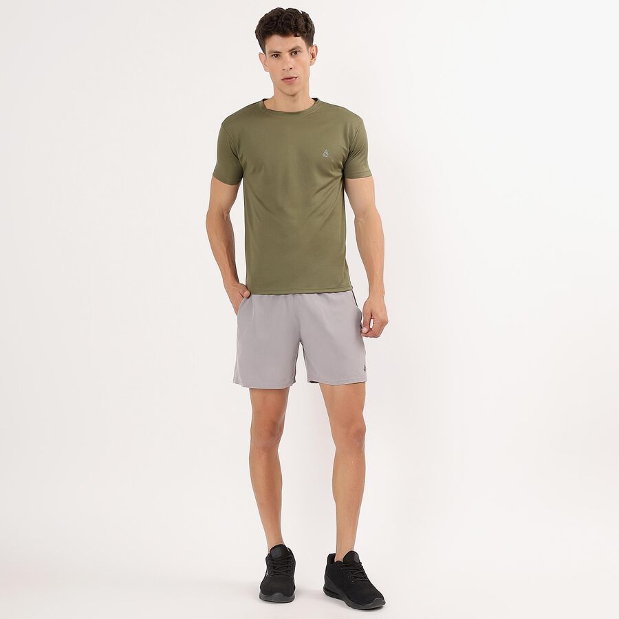 Men's Muted Olive Green Crew Neck Slim Fit T-Shirt, Khaki, large image number null