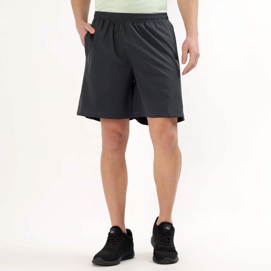 Men's Dark Charcoal Black Regular Fit Sports Bermuda Shorts, Dark Grey, large