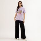 Women's Soft Lavender Round Neck Casual T-Shirt, Lilac, small image number null
