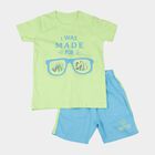 Boys' Light Green Cotton Round Neck Graphic Baba Suit, Light Blue, small