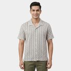 Men's Beige Spread Collar Casual Shirt, Beige, small