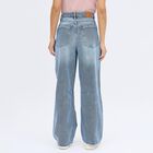 Women's Stonewashed Blue Wide Leg High-Rise Jeans, मध्यम नीला, small image number null