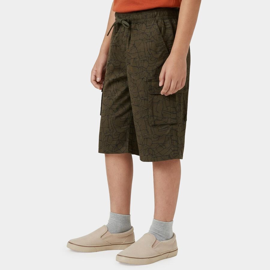 Boys' Olive Relaxed Fit Cotton Jamaican Shorts, Olive, large