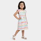 Girls' Light Green Printed Flutter Sleeve Cotton Frock, Light Green, small