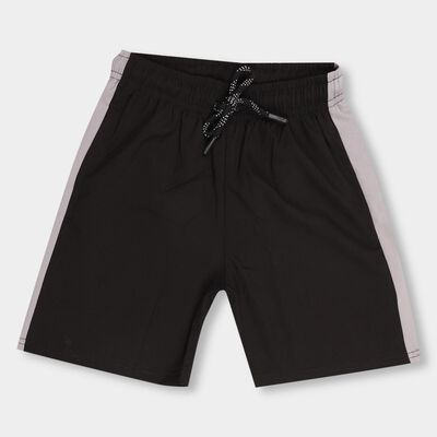 Boys' Jet Black Elastic Waist Cut And Sew Bermuda Shorts