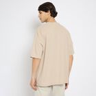 Men's Round Neck Half Sleeves T-Shirt, Beige, small