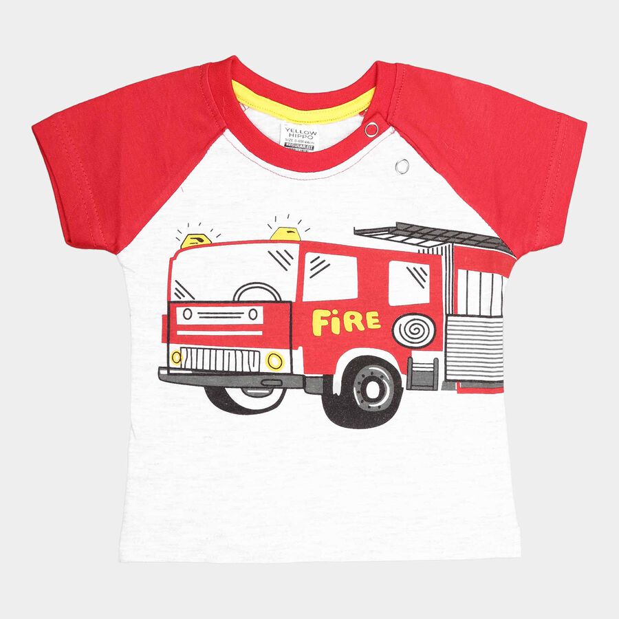 Infants Cotton T-Shirt, Melange Light Grey, large image number null
