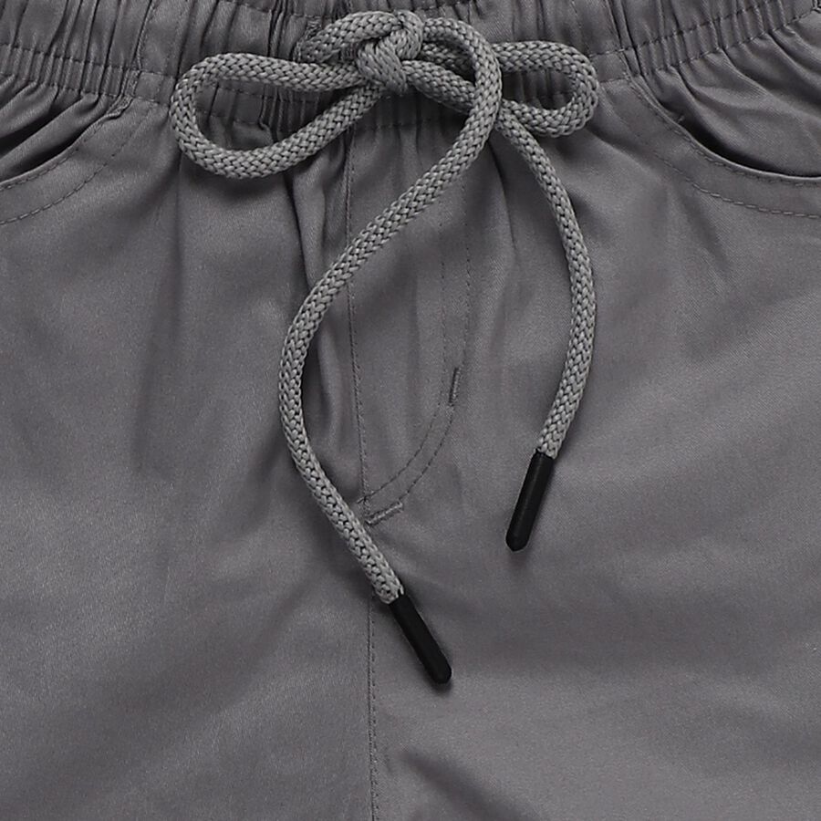 Boys' Grey Regular Fit Elastic Waist Jogger Trousers, हल्का ग्रे, large